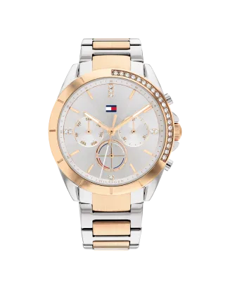 Relógio Aço Bicolor Com Cristais