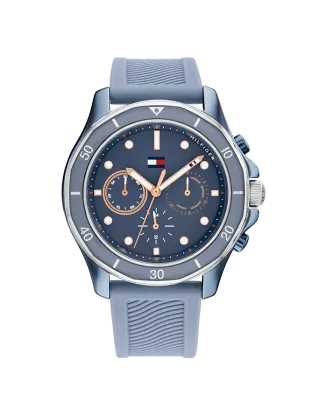 Relógio MULTIF. AÇO IP AZUL E SILICONE