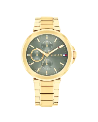 Relógio Senhora Multifunções Aço Dourado