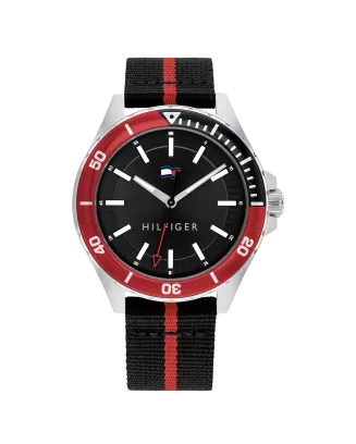 Relógio Preto Aço IP Preto Nylon bicolor