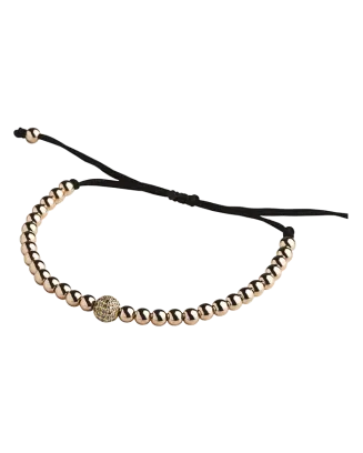 Pulseira Corda Beads Ouro Rosa E Diamantes Castanhos