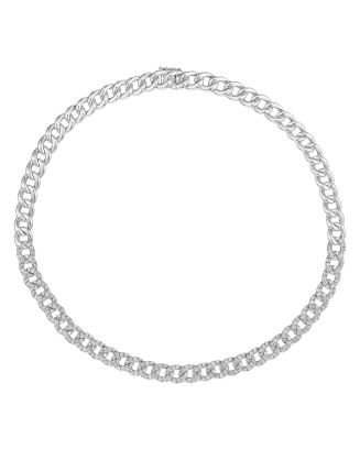 Colar Links Half Ouro Branco E Diamantes