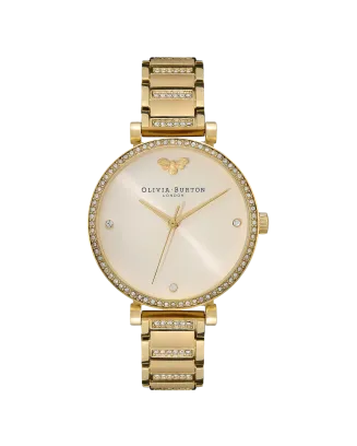 Relógio Belgrave Tbar Aço Dourado e Cristais