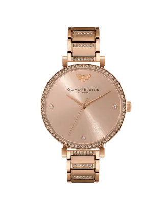 Relógio Belgrave Tbar Aço Dour. Rosa e Cristais