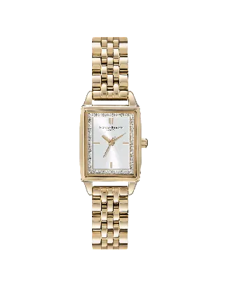 Relógio Mulher Townhouse Rectangle Aço Dourado Cristais