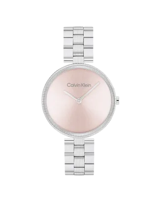 Rel&oacute;gio Senhora Rosa e Prateado em A&ccedil;o