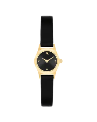 Rel&oacute;gio Senhora Preto e Dourado Pele