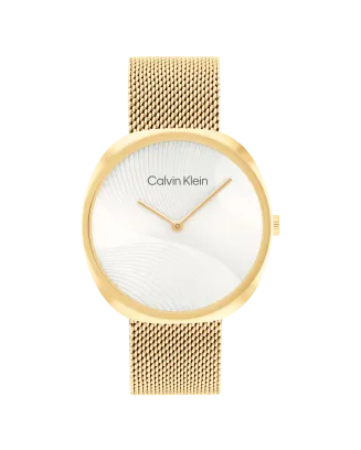 Relógio Senhora Branco e Dourado e Malha Milanesa