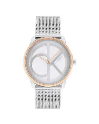 Relógio Senhora Aço e Dourado Rosa em Malha Milanesa