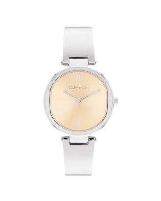 Relógio Senhora Dourado Rosa e Aço com Bangle