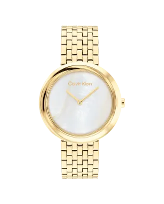 Relógio Senhora Madre-Pérola Dourado em Aço