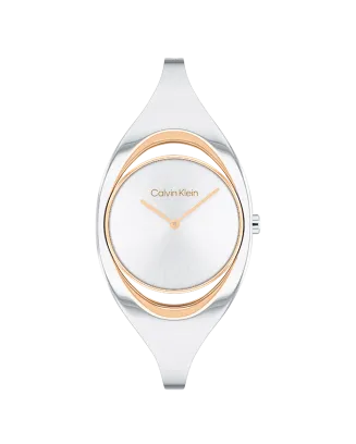 Relógio Senhora Prateado e Dourado Rosa com Bangle S/M