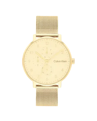 Relógio Senhora Dourado em Malha Milanesa