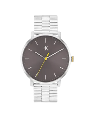 Rel&oacute;gio Homem em A&ccedil;o e Cinza