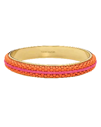 Bangle Aço Dourado Laranja Rosa