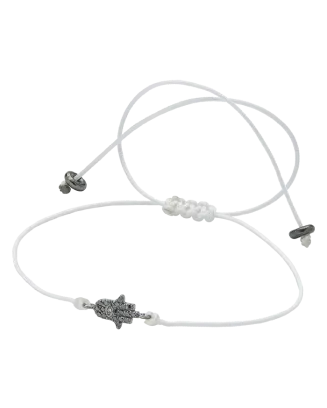 Pulseira Corda Eye Branca, Prata E Diamantes