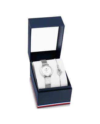 Set Mulher Rel&oacute;gio e Pulseira A&ccedil;o