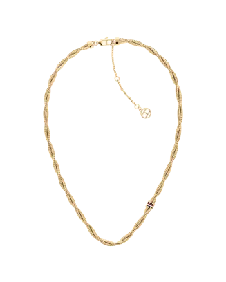 Colar Aço Dourado Twist Ajustável