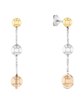 Brincos esferas pendentes tricolor