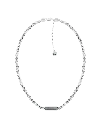 Colar Senhora malha prateada e cristais