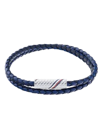 Pulseira Dupla Pele Azul e Aço Íman