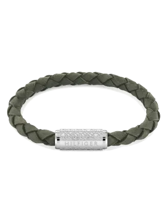 Pulseira Pele Verde Fecho Aço Íman