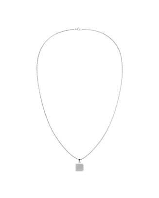 Colar Aço com Pendente quadrado