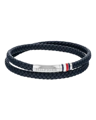 Pulseira dupla Homem em aço e pele azul