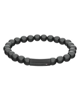 Pulseira Homem preta em aço e ónix