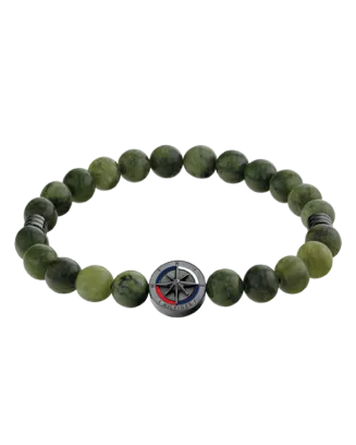Pulseira Homem A&ccedil;o IP Cinza e Jade