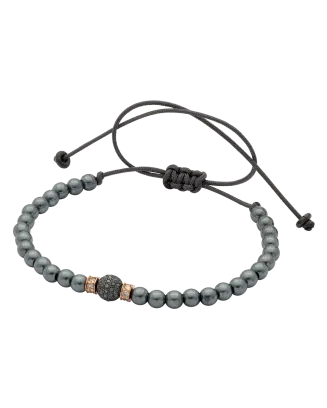 Pulseira Corda Preta, Beads Ouro Rosa E Diamantes