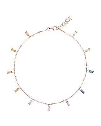 Pulseira Ouro Rosa e Safiras Coloridas