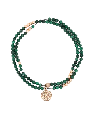 Pulseira Ouro Rosa Hamsa Malaquite