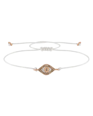 Pulseira Eye Corda Branca E Diamantes