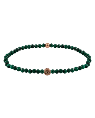 Pulseira Hamsa Evil Eye, Ouro Rosa, Diamantes E Malaquite