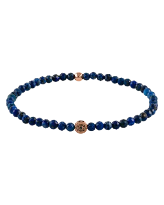 Pulseira Hamsa Eye Ouro Rosa, Safira Azul, Lapis Lazuli