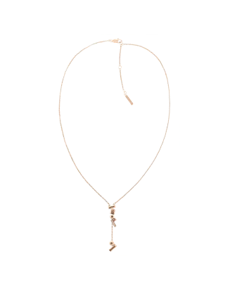 Colar Y em dourado rosa com cristais