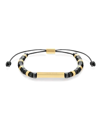 Pulseira Homem Ajustável em Dourado e Hematite