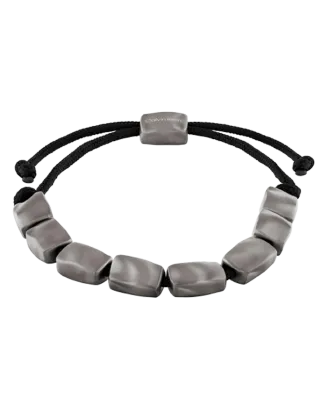 Pulseira Homem em Aço e Corda Preta