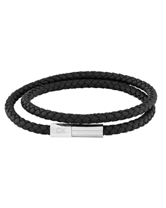 Bracelete Dupla Homem em A&ccedil;o e Pele Preto