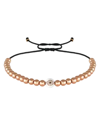 Pulseira Evil Eye Beads Ouro Rosa E Diamantes