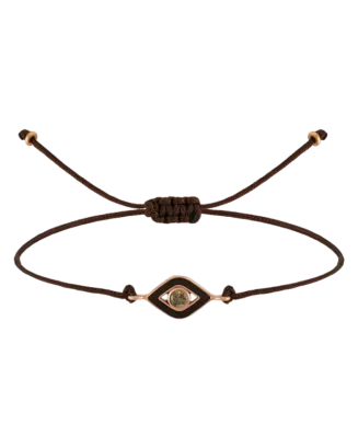 Pulseira Mini Evil Eye Castanha Enamel, Ouro Rosa E Diamante