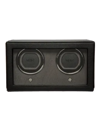 Caixa de Relógios Rotativa Dupla Preta