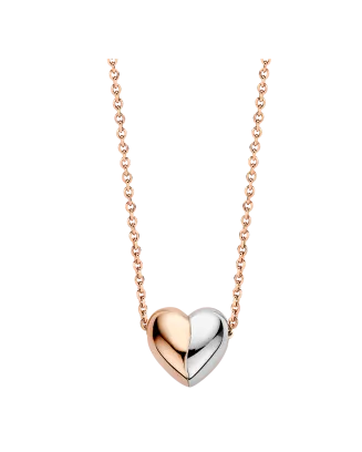Colar Coração em Prata e Ouro Rosa