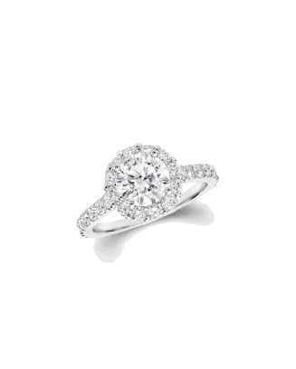 Anel Solitário Icon Ouro Branco E Diamantes com Pavé