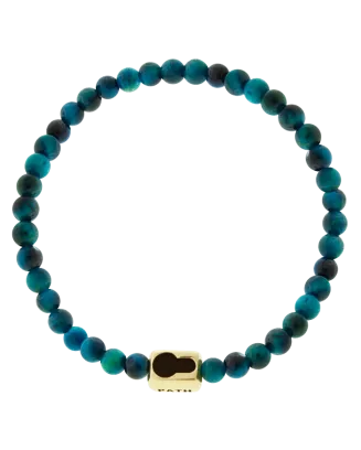 Pulseira Ouro Amarelo E Olho Tigre Azul
