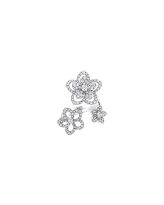 Anel Wild Flower Triple Ouro Branco E Diamantes