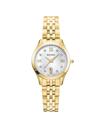 Rel&oacute;gio de Senhora Classic R Dourado Madrep&eacute;rola e Diamantes