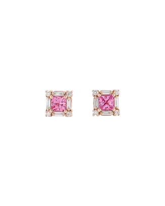 Brincos Ouro Rosa, Safiras Rosa E Diamantes