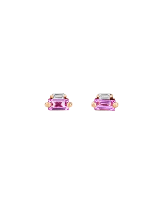 Brincos Ouro Rosa, Safiras Rosa e Diamantes